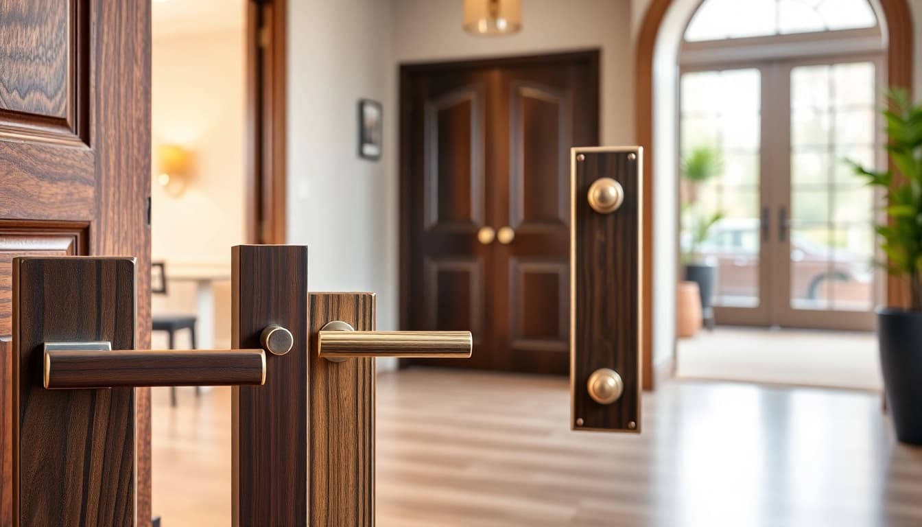 Showcase of stylish door handles from the Door Handle Company in an inviting home environment.