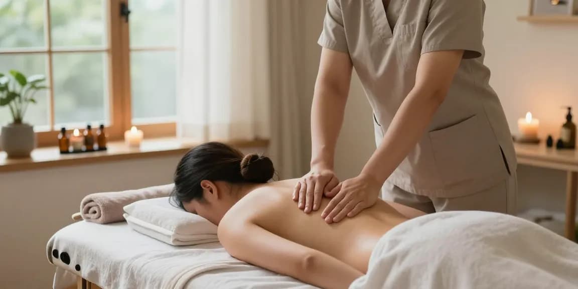 죽전출장마사지 therapy in a soothing environment with essential oils and candles.