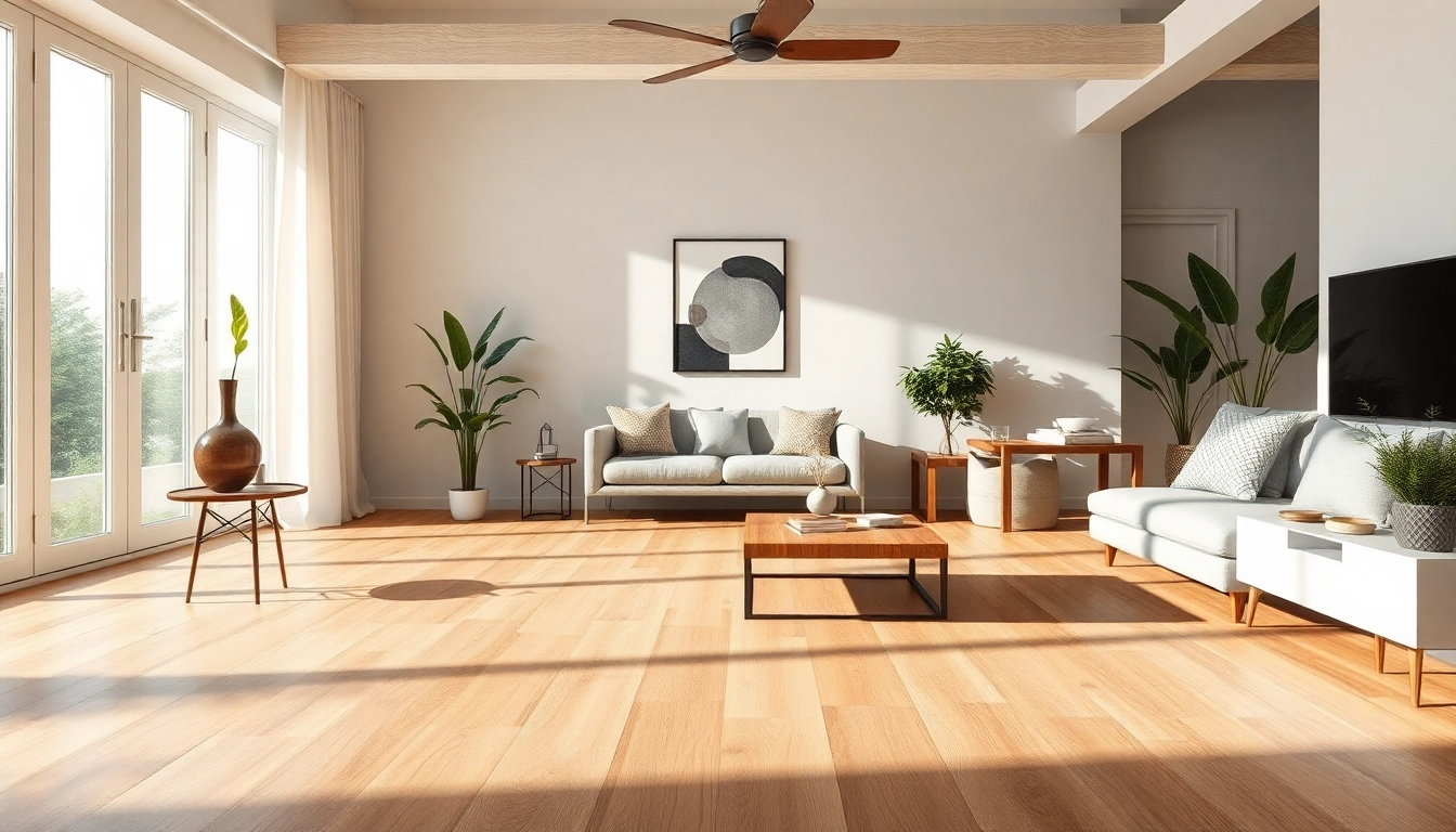 Discover a modern living space featuring cheap vinyl flooring with warm tones and stylish decor.