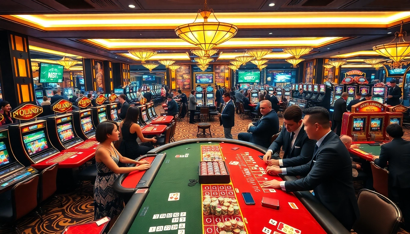Engaging scene of players at a casino with prompts for Đăng ký 23win and vibrant activities.