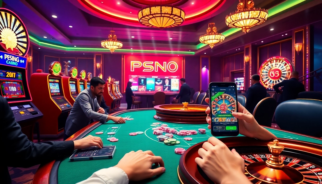 Excited players accessing pg88 đăng nhập at a luxurious casino table, surrounded by vibrant gambling elements.