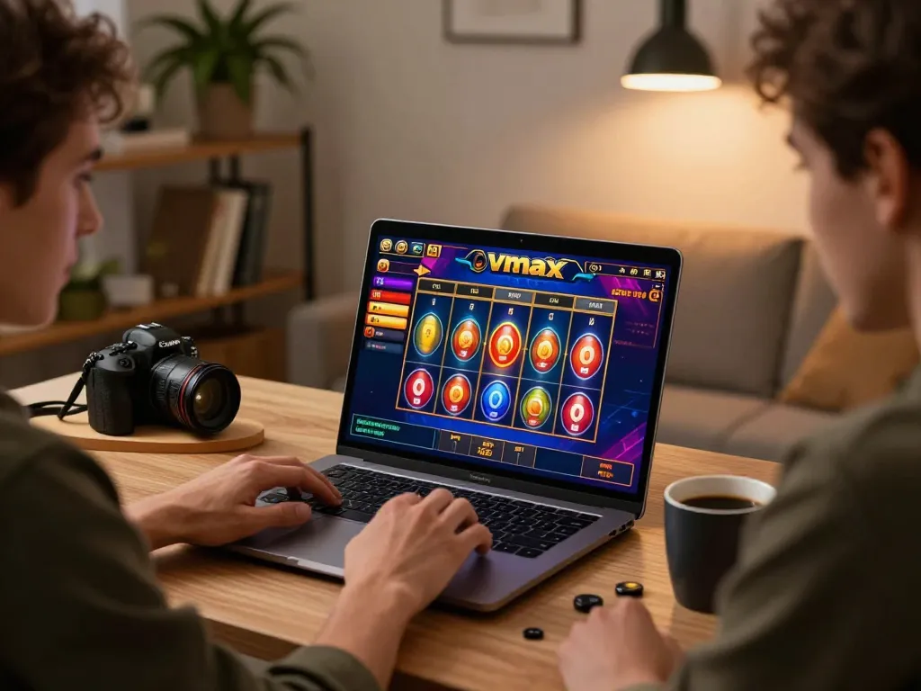 Engaging Vmax online game session showcases player excitement at home.