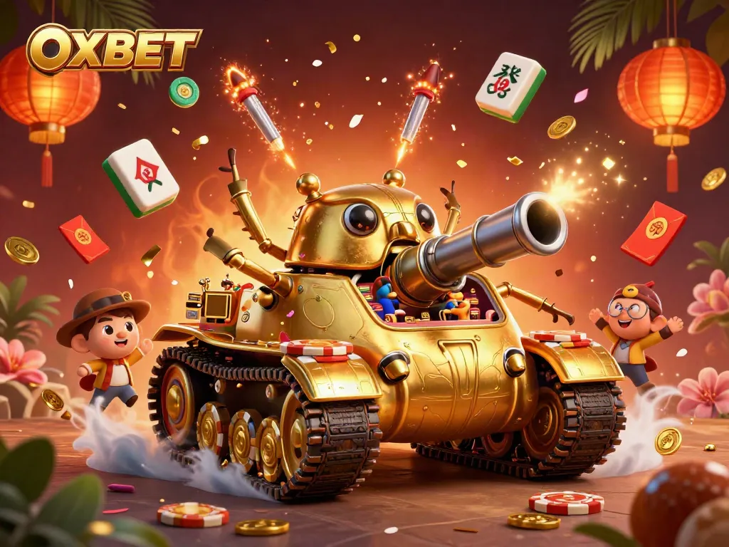 Experience OXBET's dynamic casino adventure inside a 3D cartoon tank filled with fun!
