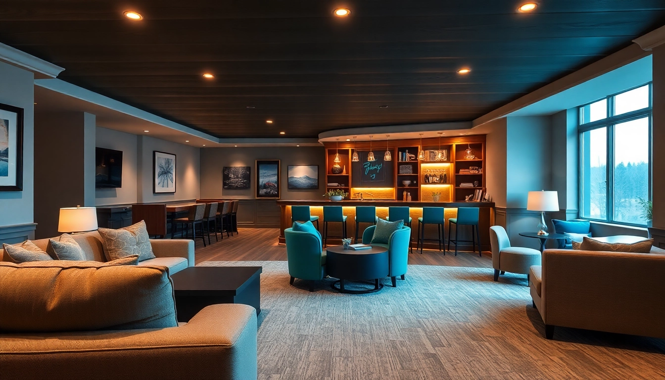 Transform your space with a stunning basement renovation featuring modern design elements.