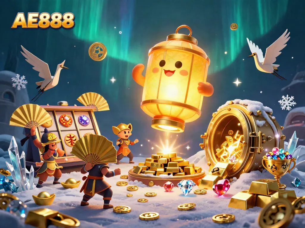 Experience thrilling gaming moments at AE888 with vibrant casino motifs in a magical atmosphere.