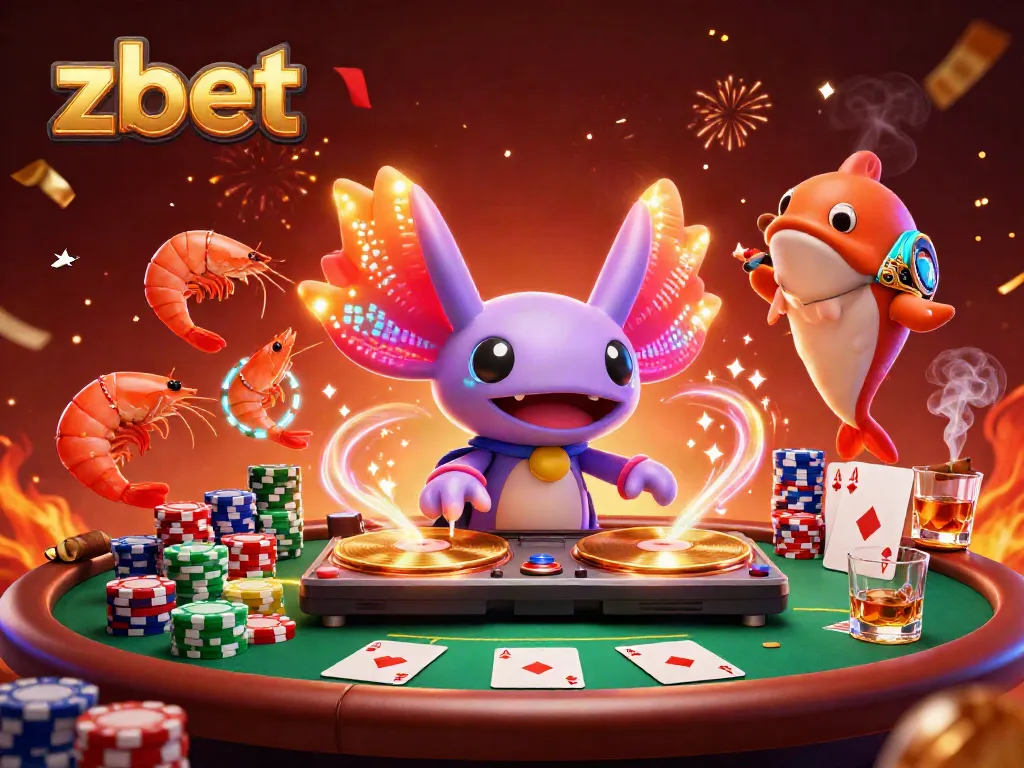 Experience the excitement of zbet with a vibrant casino scene featuring neon characters and poker action.