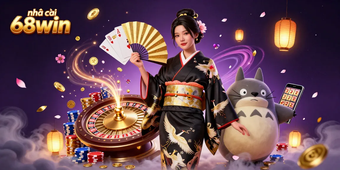 Experience the thrill at nhà cái 68win with a vibrant 3D casino illustration showcasing dynamic gaming elements and action.