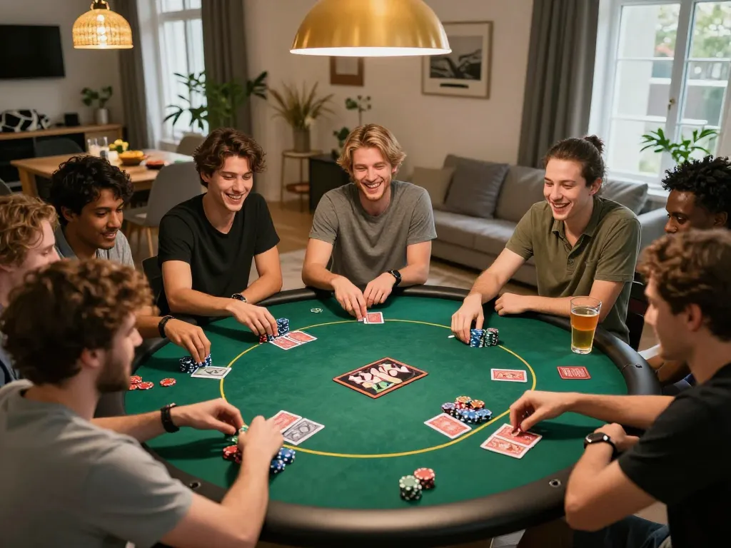 AZ888 poker night with friends enjoying chips and cards in a warm, inviting atmosphere
