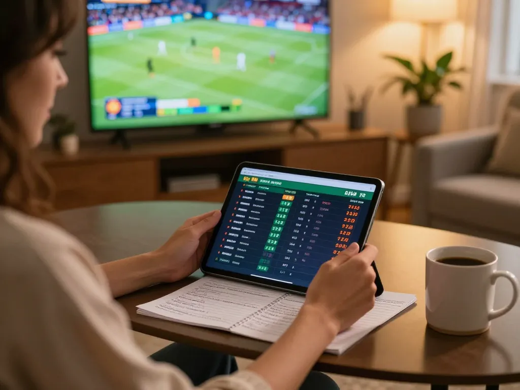 Engaged player using TG88 app for live sports betting at home, showcasing strategic gameplay