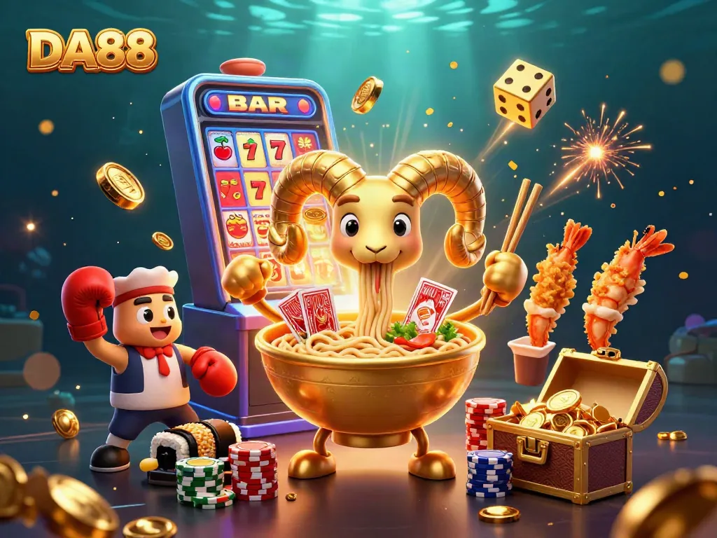 Engage with DA88's dynamic casino experience featuring vibrant characters and thrilling gaming elements.
