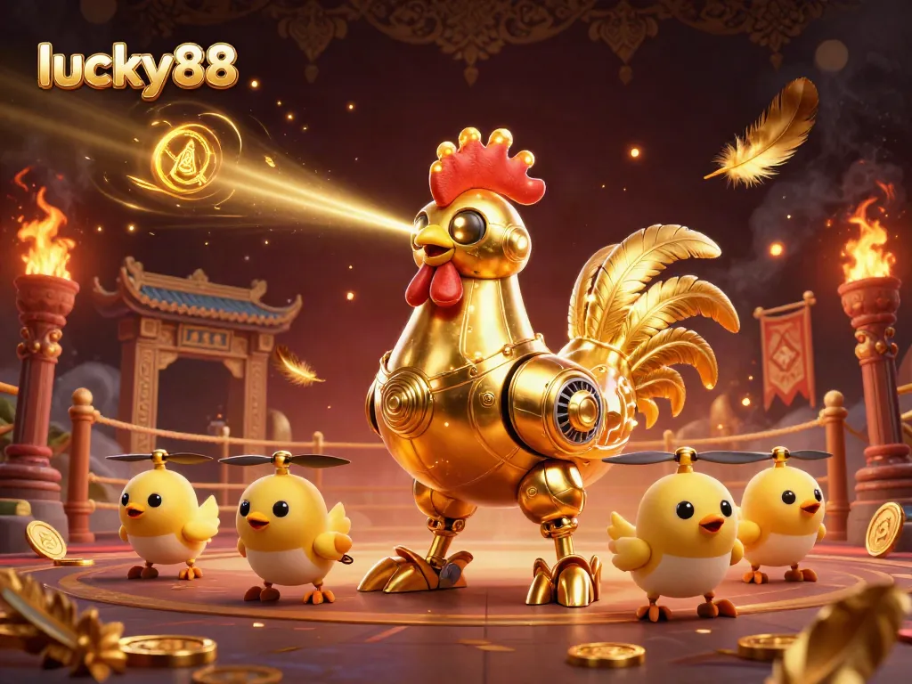 Experience the excitement of lucky88 with golden rooster robot and dynamic gaming elements.
