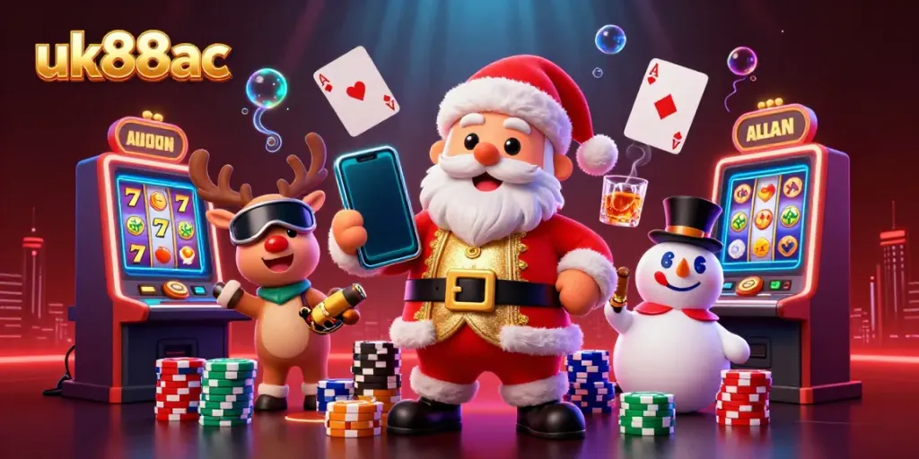 Win big at uk88ac with Santa and friends in this vibrant casino celebration!