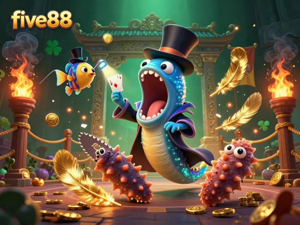 Experience excitement at five88 with a magical underwater casino scene featuring dynamic characters and vibrant gaming elements.