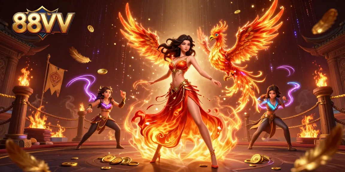 Get ready to win with 88VV's electrifying casino experience featuring dynamic characters and vibrant energy.