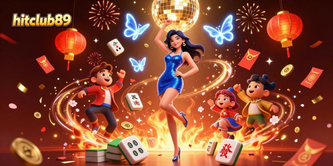 Experience thrilling gameplay at hitclub89 with vibrant colorful dancing lady and casino-themed elements.