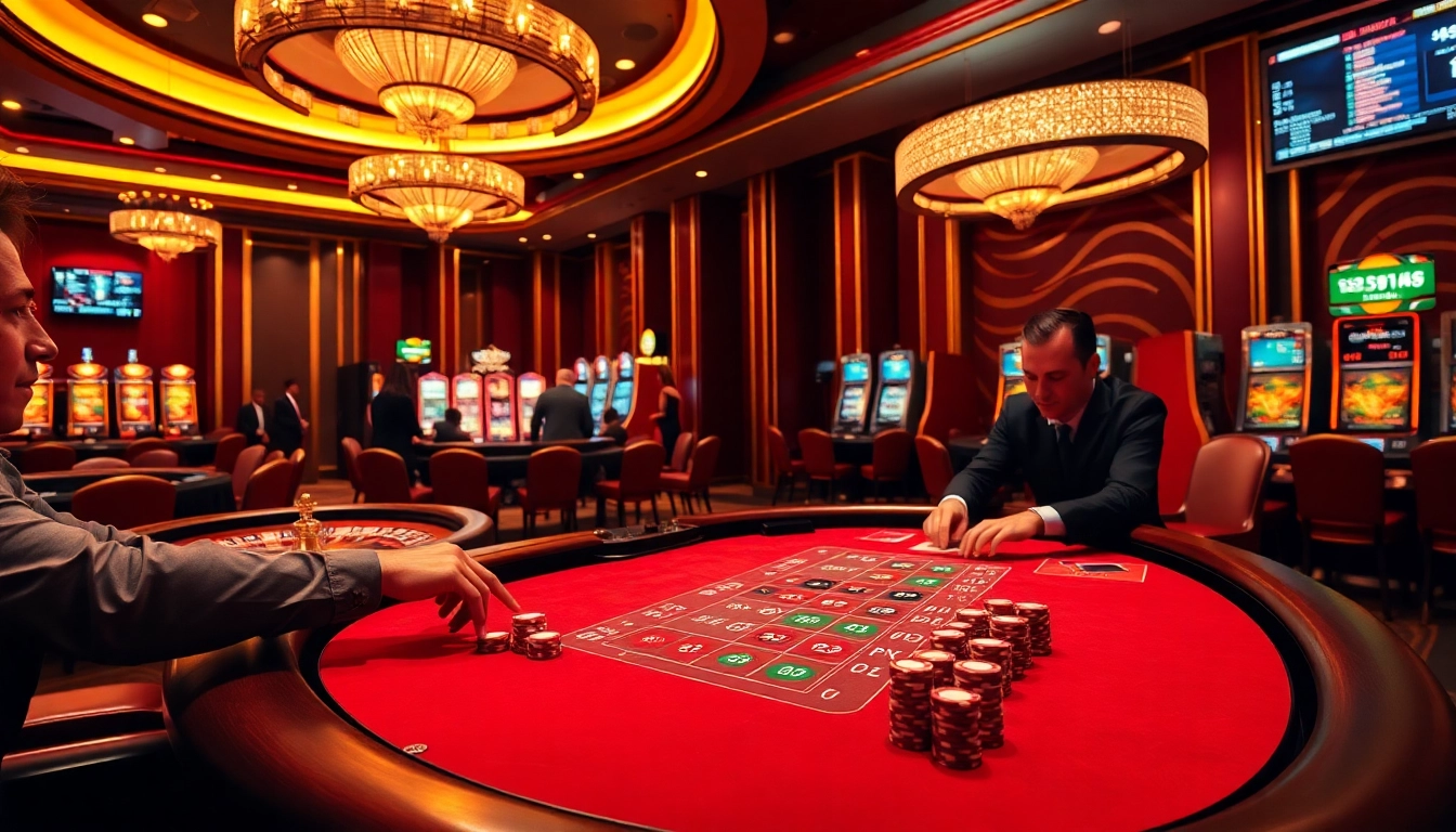 Engaging casino players at a blackjack table with vibrant chips, linked to https://f1682.email/ for better strategies.