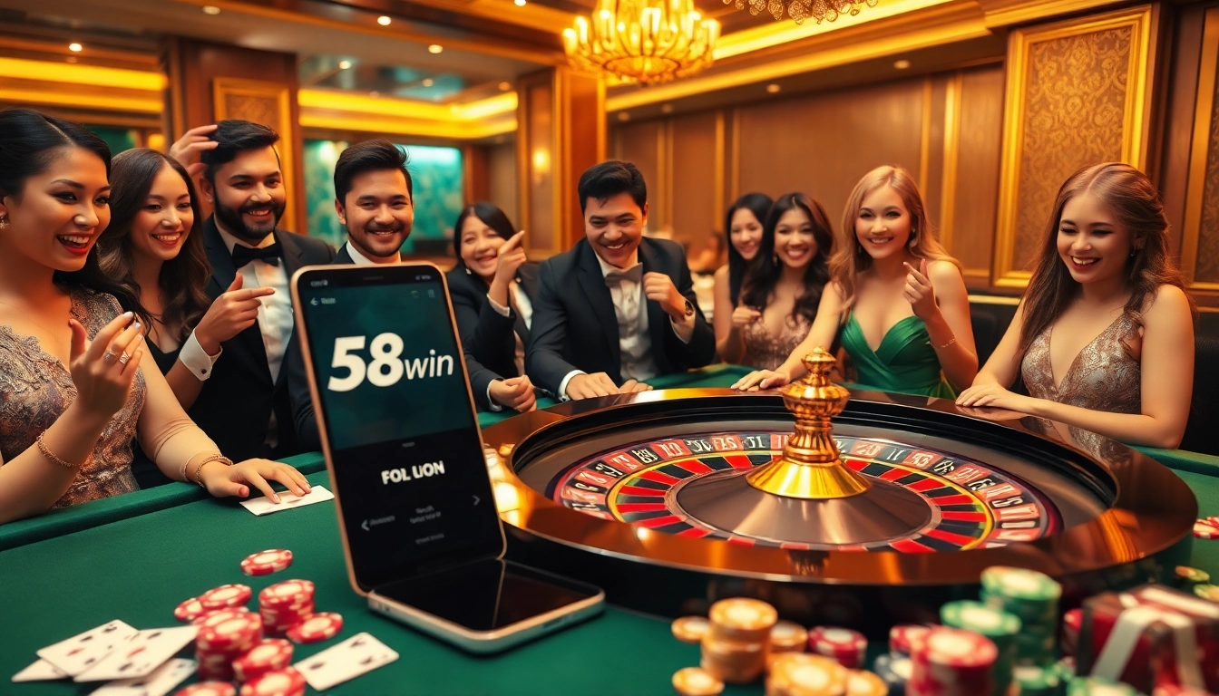 Experience the thrill of winning at 58win with an upscale casino roulette scene filled with excitement.