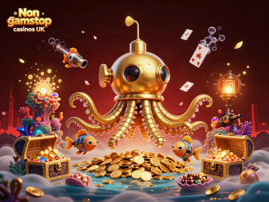 Experience excitement at Non gamstop casinos UK with mechanical fish and golden kraken underwater