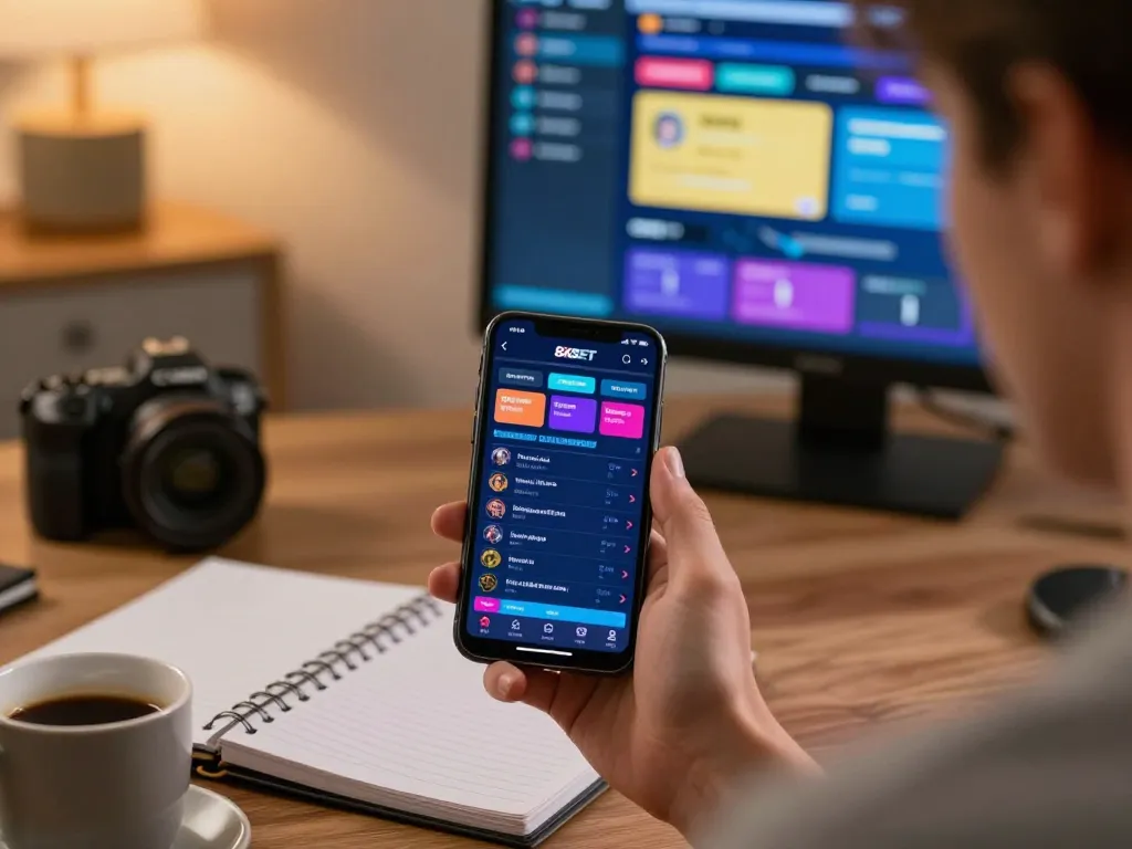 Engaged user placing bets on the 8XBET app with live sports odds displayed, showing mobile gambling environment.