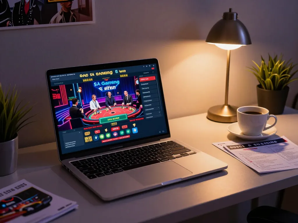 Engage with exciting SA Gaming Casino live dealer games from a stylish online gaming setup