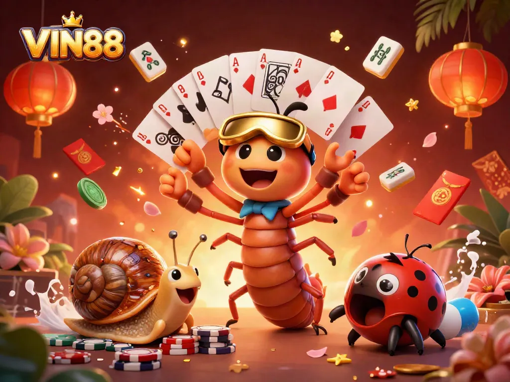 Experience the thrill of VIN88 with a dynamic dealer scene showcasing vibrant casino elements.