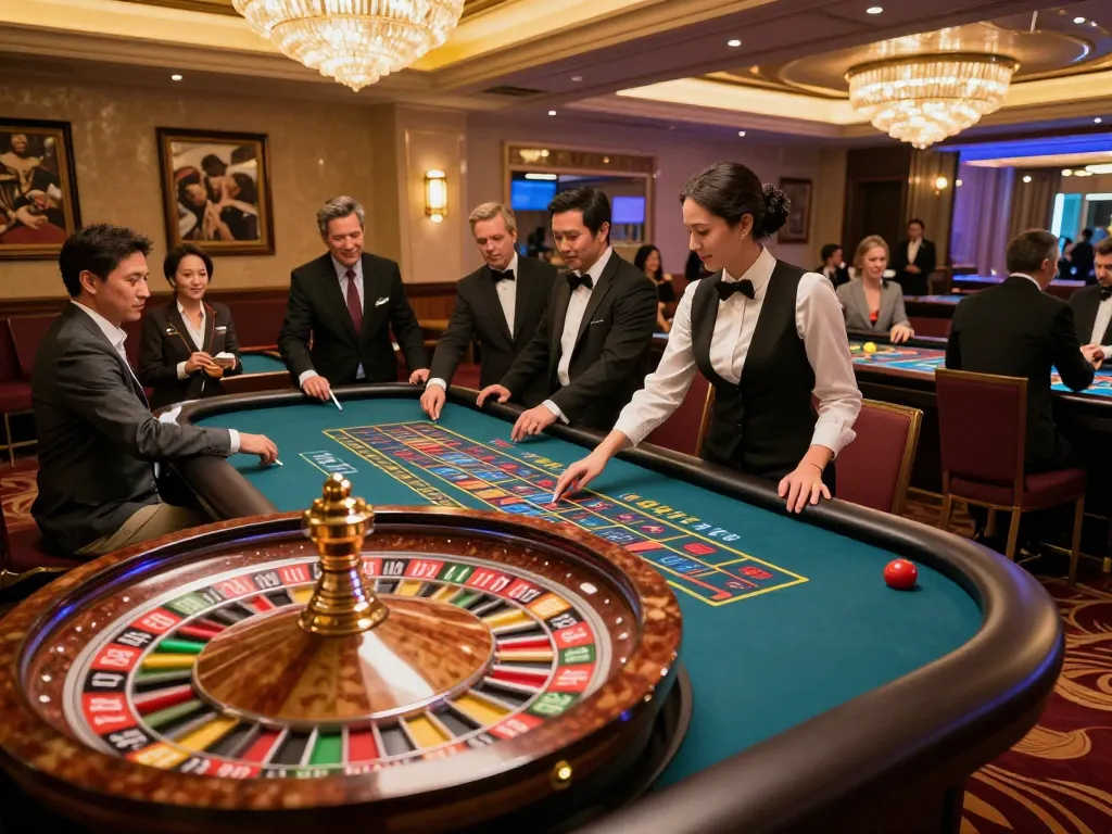 Players engaging in high-stakes roulette action at https://ko6689.com/jay-tran/, enjoying a thrilling casino environment.