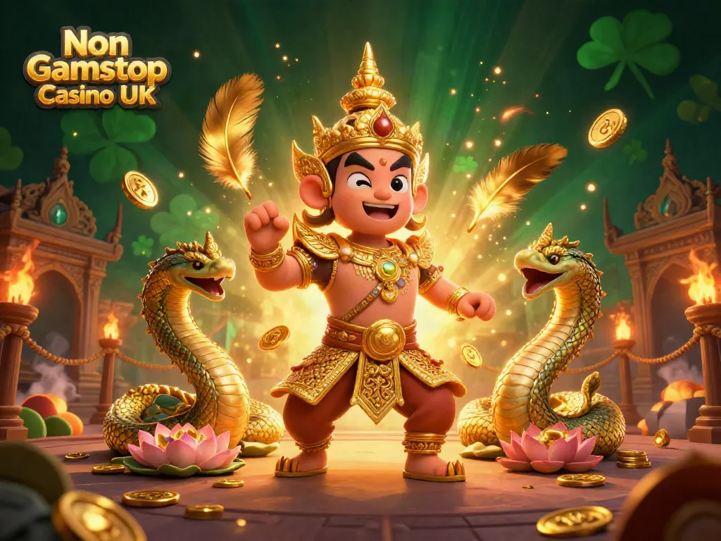 Experience the excitement of Non Gamstop Casino UK with vibrant 3D temple guardian art