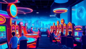 Experience thrilling online gaming at https://thabetiger.com/ with vibrant casino scenes and dynamic action.