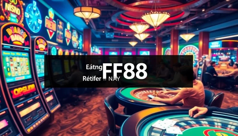 Experience the excitement of Đăng Nhập FB88 with vibrant casino action featuring players winning big at poker and slot machines.