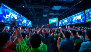 Explore the thrilling atmosphere of Nhà Cái FB88 as fans passionately engage in sports betting, surrounded by excitement.