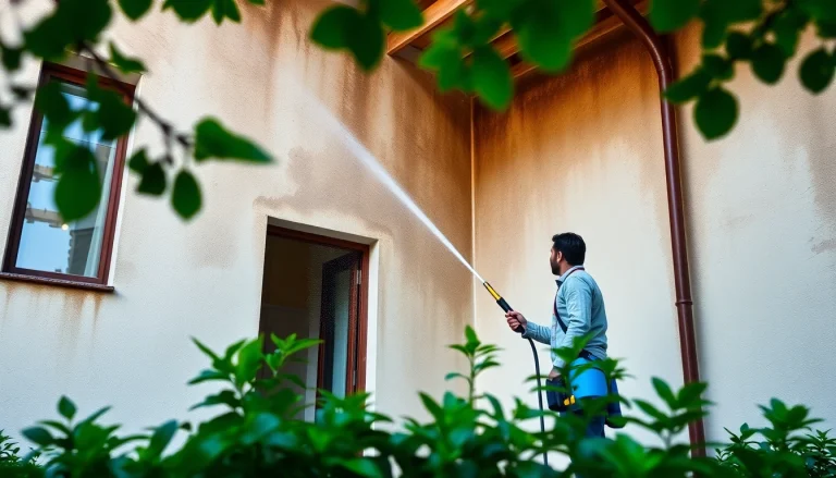 Professional render cleaning in progress, showing expertise and efficiency.