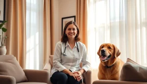 Engaging session with a clinical Psychologist Sydney, showcasing a friendly atmosphere and therapy dog.