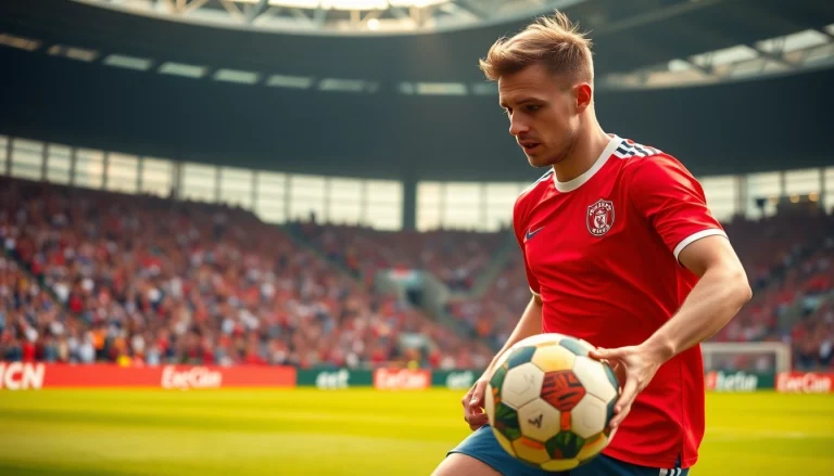 Micky van de Ven demonstrating football skills on the field surrounded by cheering fans.