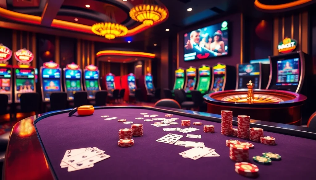 Experience the thrill of ingat bola88 with a vibrant casino scene featuring poker gameplay and online interfaces.