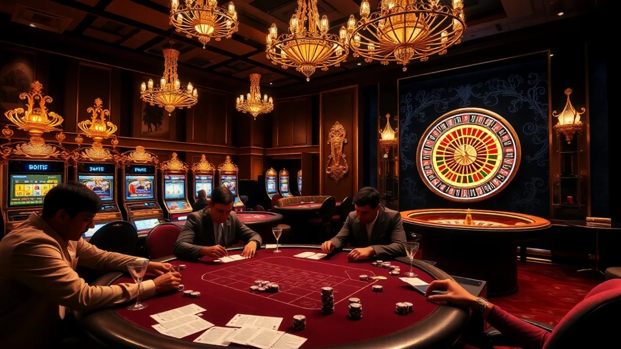 High-stakes poker players engaging in intense strategy at KJC casino.