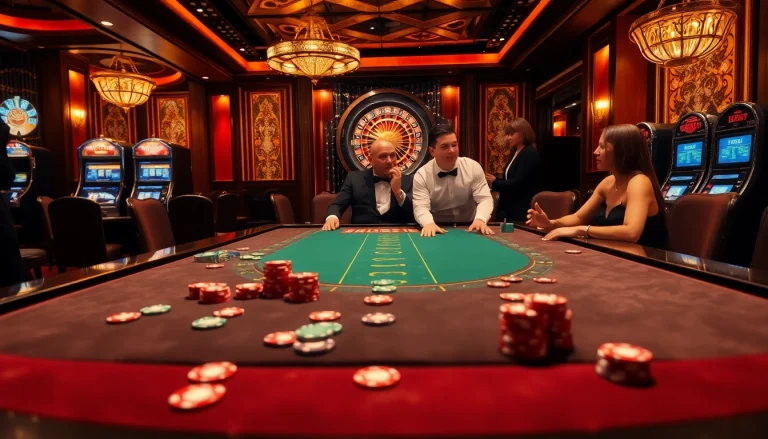 Experience thrilling gaming at RR88 with an elegant casino atmosphere featuring blackjack and roulette.