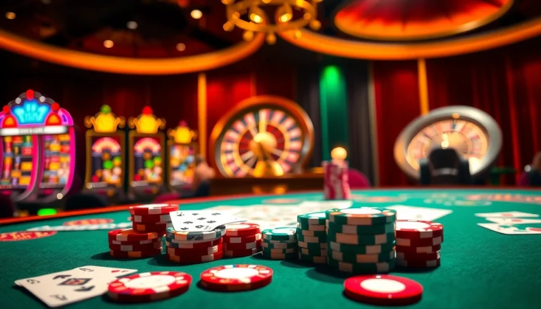 Enjoying a high-stakes poker game at rr88 with luxurious casino elements and vibrant gameplay.