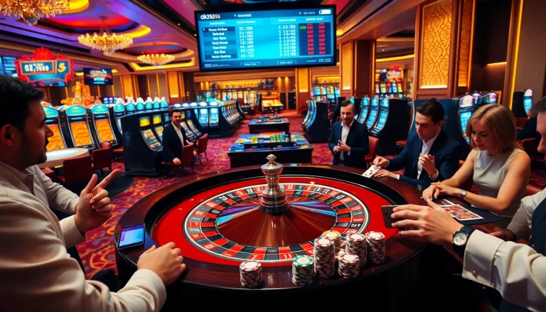 Betting at a luxurious casino table showcasing excitement and strategy at ok365.free.