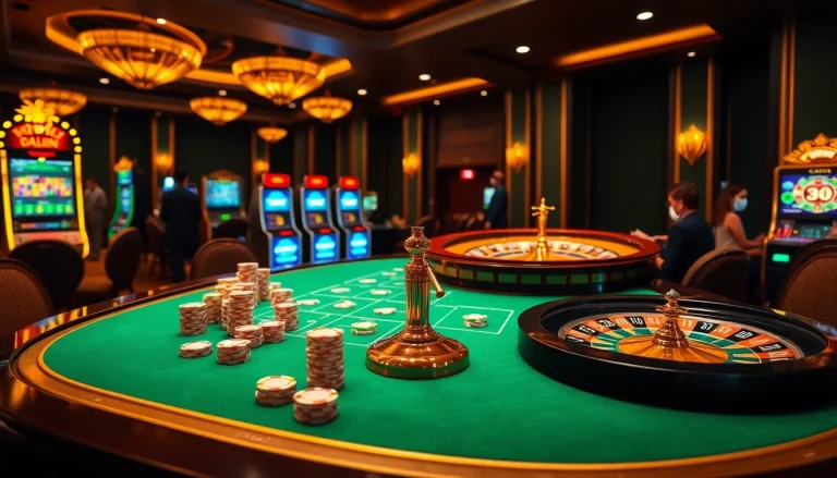 Experience the excitement of 98win at a luxurious casino table with vibrant gaming elements.