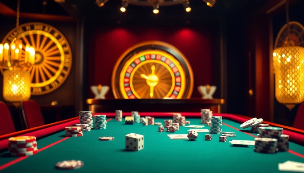 Experience thrilling high-stakes betting at uu88 with vibrant casino tables and poker chips.