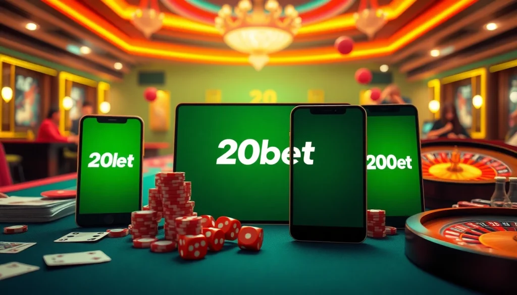 Enjoying immersive gaming experiences with the 20bet App in a luxurious casino setting.