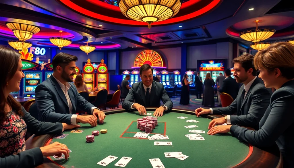 Playcards and chips on a lively poker table, embodying the excitement of fb88b.net casino games.