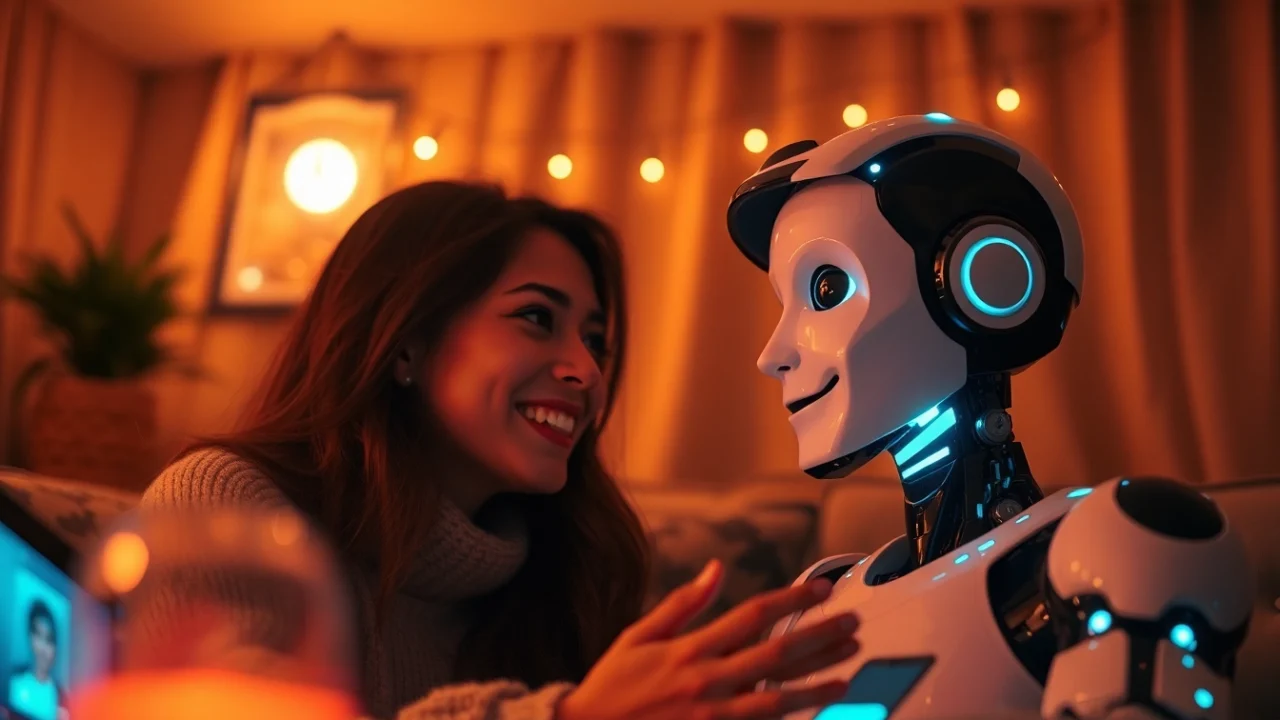 Engaging in ai sex chat with a lifelike AI chatbot in a cozy setting.