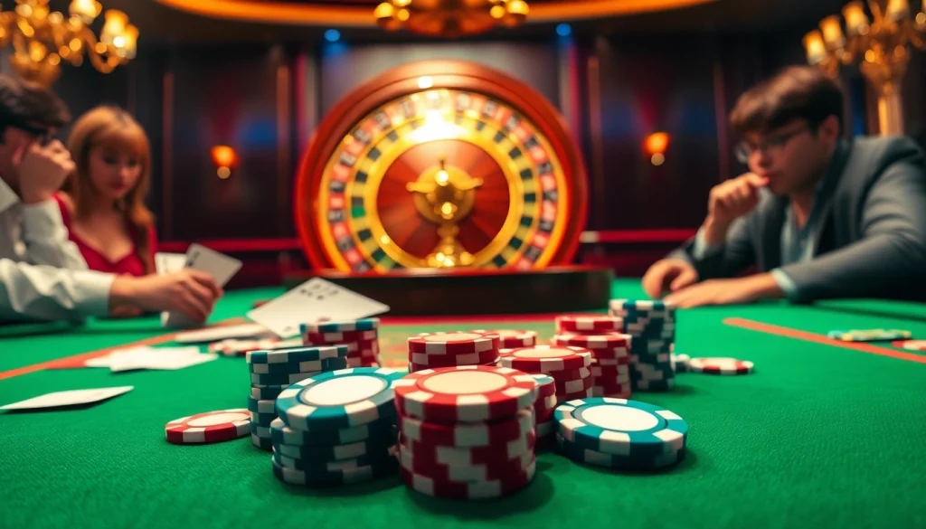 Experience the thrill of winning at TX88 casino with vibrant tables and poker chips in action.