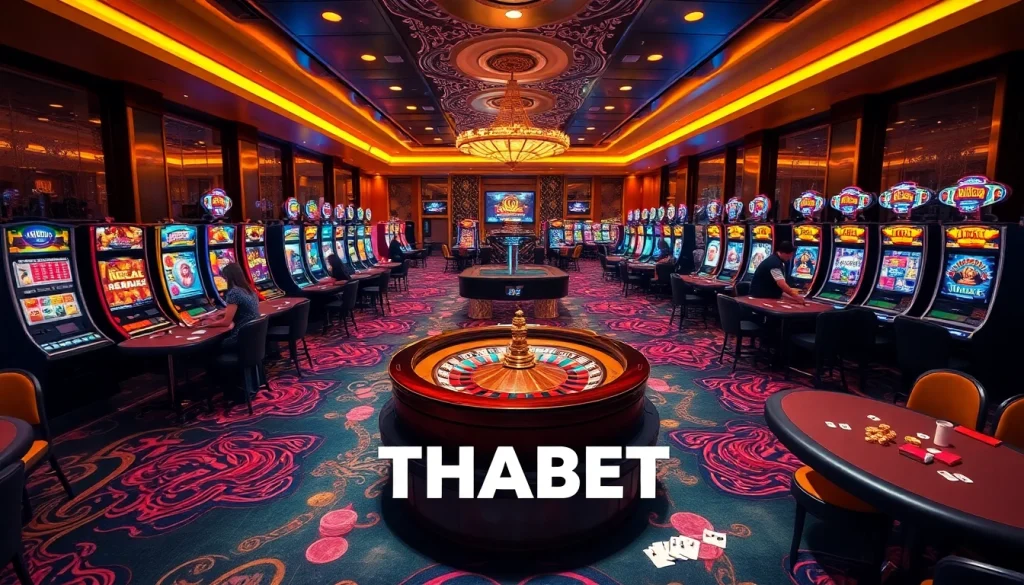 THABET casino experience with vibrant tables and lively gaming atmosphere.
