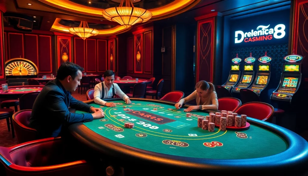 Experience the excitement of gambling at DR88's luxurious casino tables and vibrant slot machines.