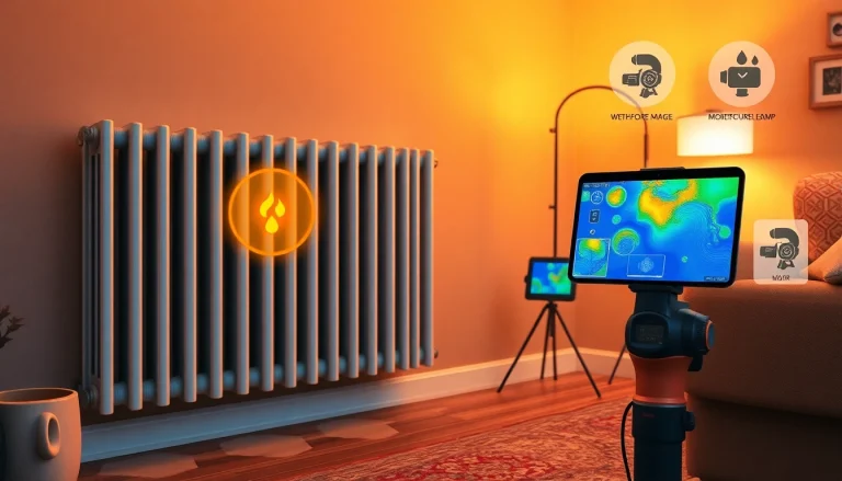 central heating hidden leak detection scene with advanced technology and signs of water damage