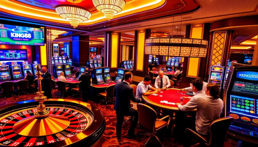 Experience the thrills of King88 casino with players engaging in live betting and exciting games.