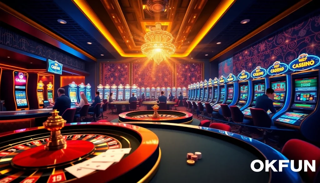 Engage in thrilling online gambling experiences at OKFUN with dynamic casino visuals.