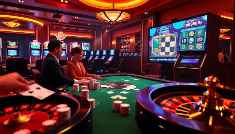 Experience the excitement of F8beta2 with vibrant casino visuals featuring poker chips and slot machines.